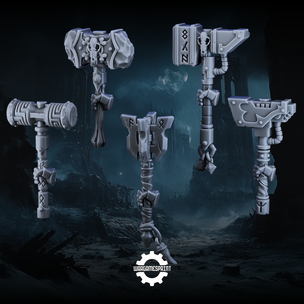 Space Viking War Hammers Set 1 STL close-up