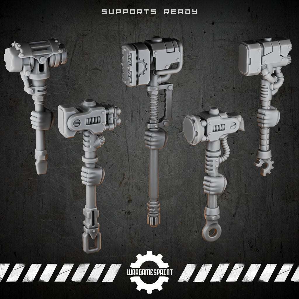Bionic Legions Cybernetic Combat Hammers – 5 power hammers – render 1 STL