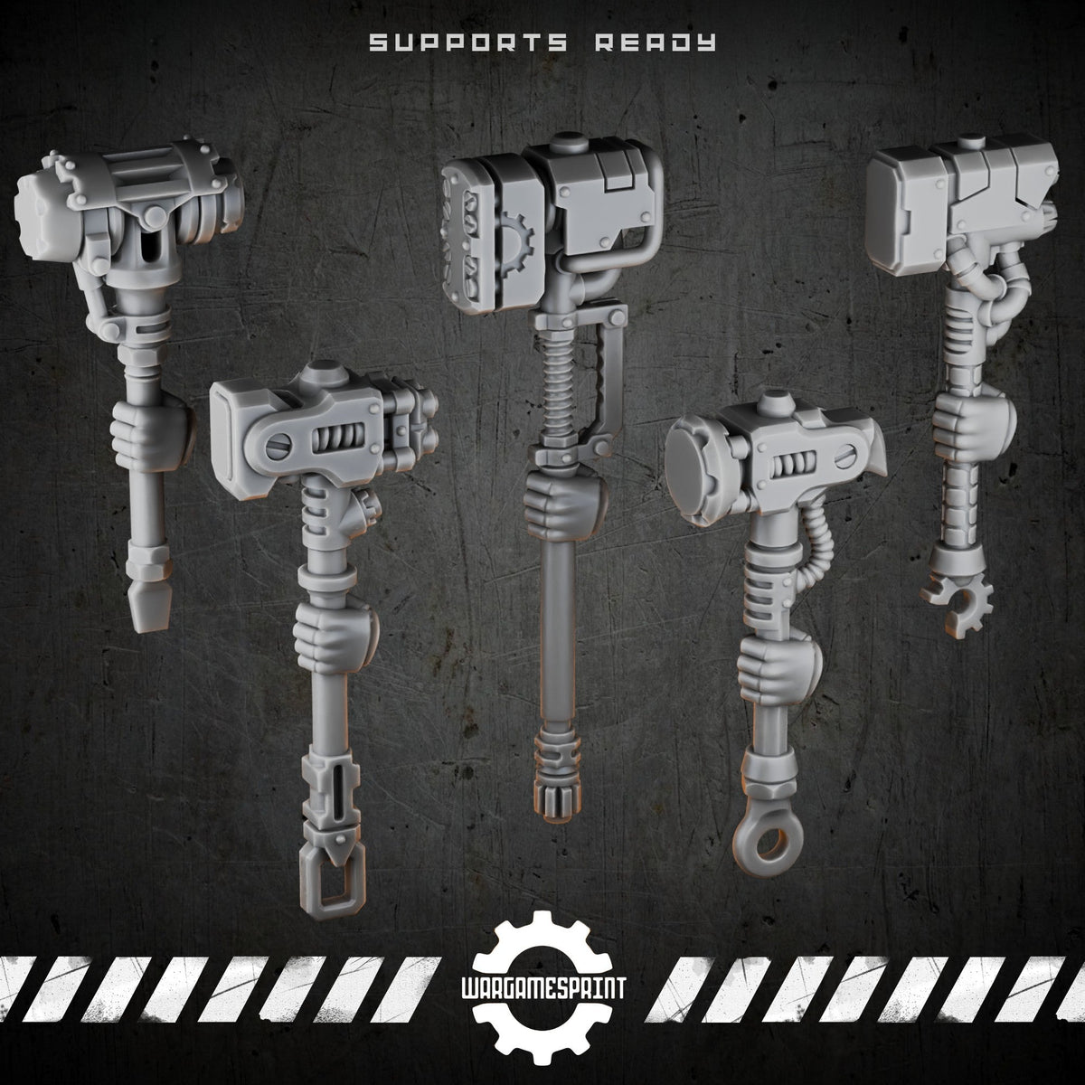 Bionic Legions Cybernetic Combat Hammers – 5 power hammers – render 1 STL