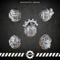 Bionic Legions Battle Helmets Set 1 – 5 industrial sci-fi helmets – render 1 STL