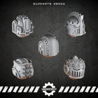 Bionic Legions Battle Helmets Set 2 – 5 industrial sci-fi helmets – render 1 STL