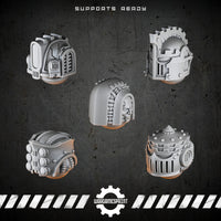Bionic Legions Battle Helmets Set 2 – 5 industrial sci-fi helmets – render 2 STL