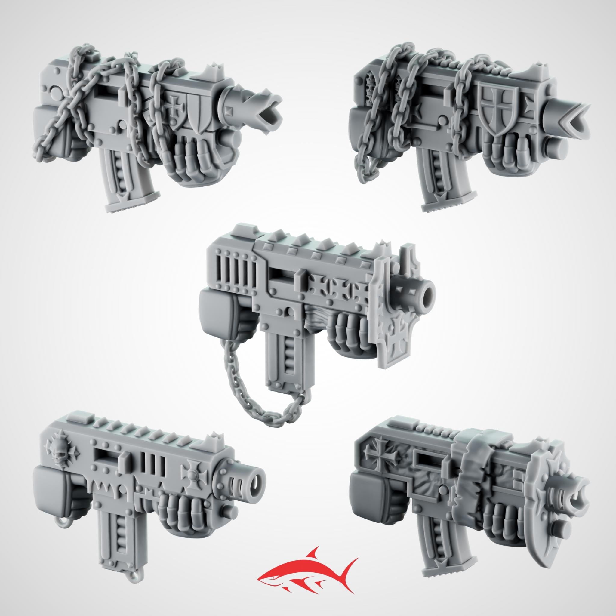 Set 1 – 5 Custom Guns – Chains, Flames & Details – Black Crusader ...