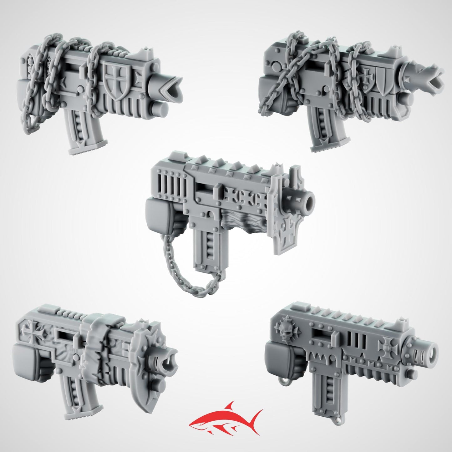 Set 1 – 5 Custom Guns – Chains, Flames & Details – Black Crusader Arsenal Ultra HD 14K