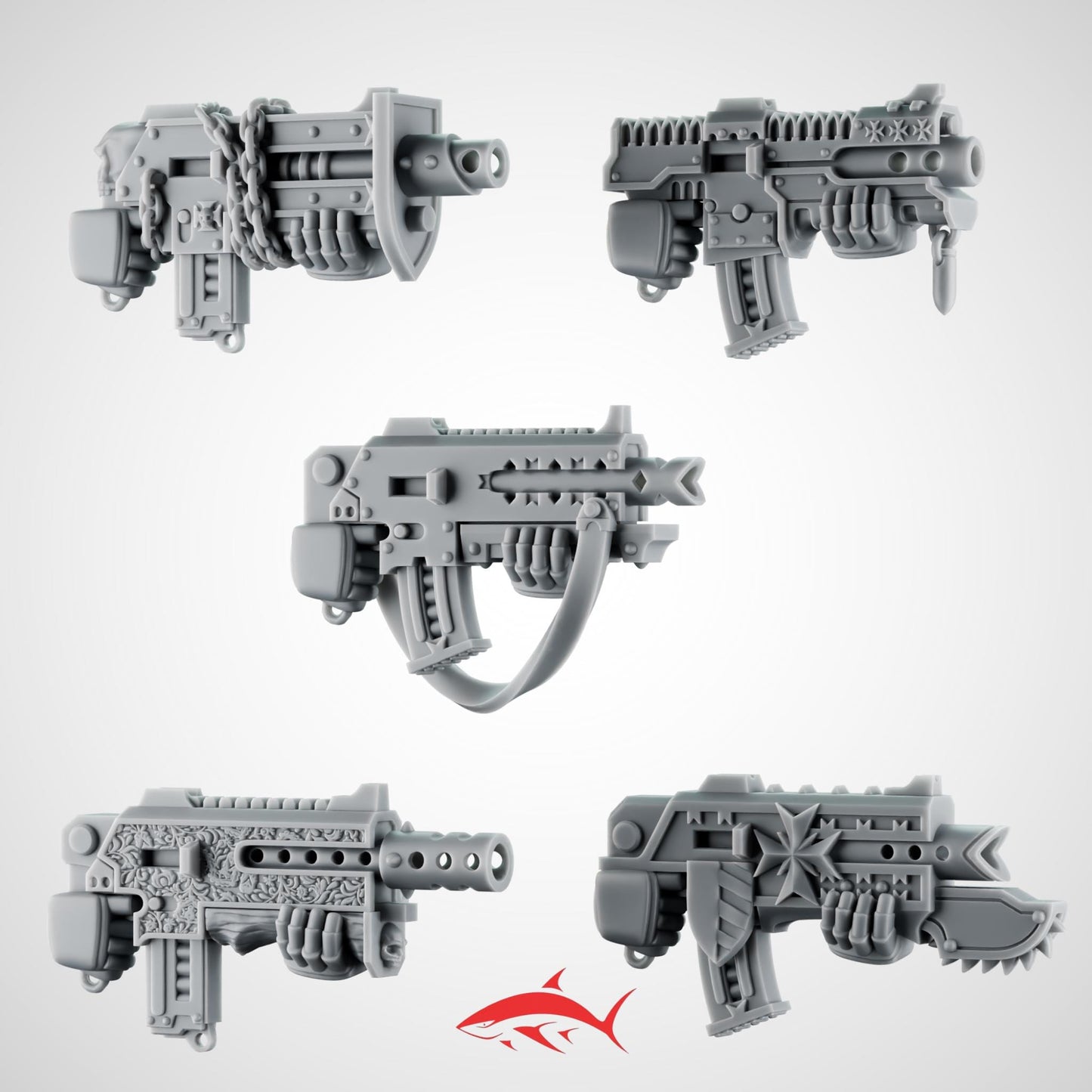 Set 2 – 5 Custom Guns – Chains, Flames & Details – Black Crusader Arsenal Ultra HD 14K