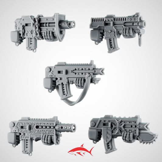 Set 2 – 5 Custom Guns – Chains, Flames & Details – Black Crusader Arsenal Ultra HD 14K