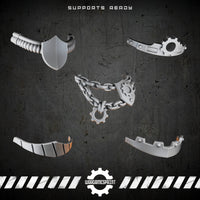 Bionic Legions Gorget Chains & Necklaces – 5 cybernetic neck bits – render 1 STL