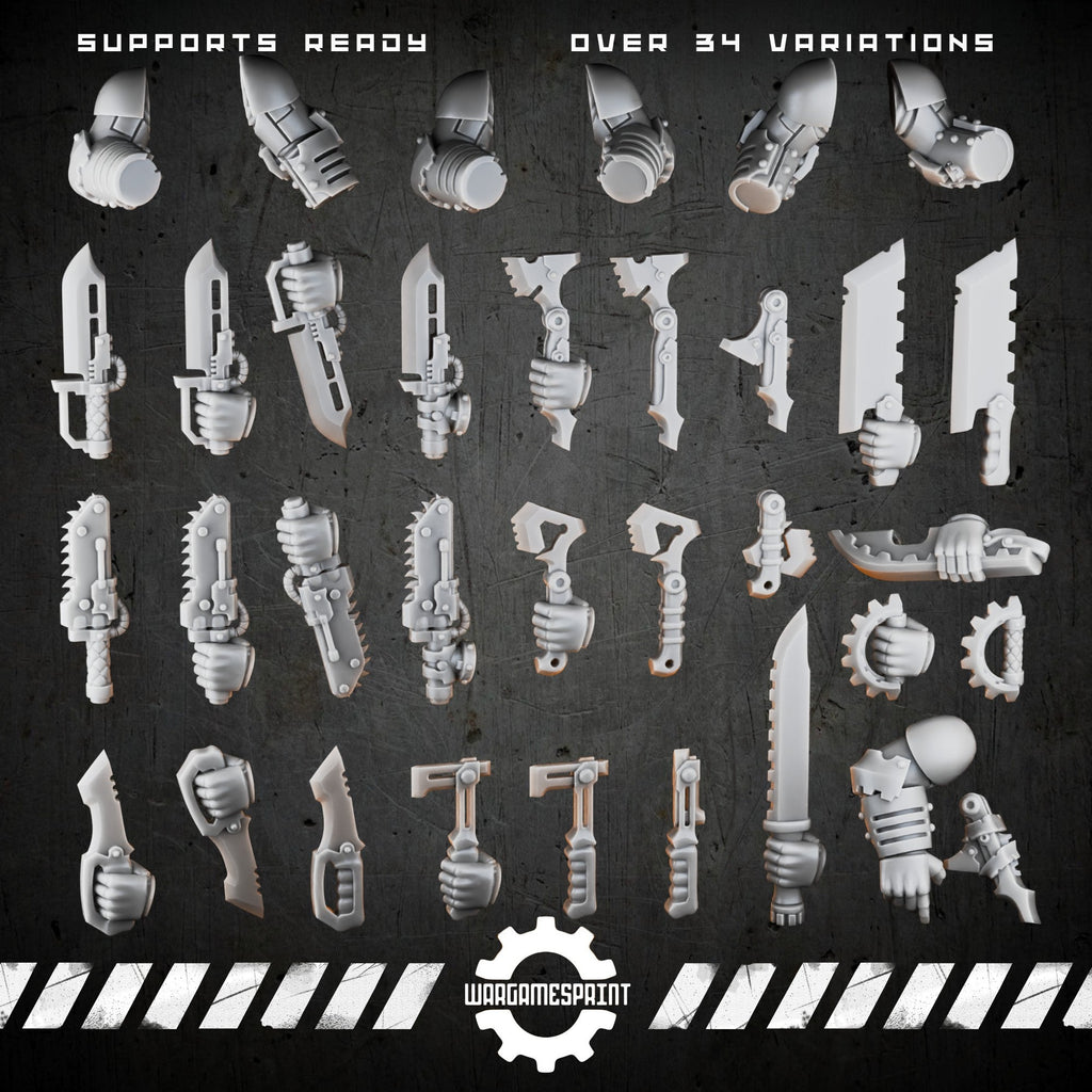 Bionic Legions Little Close Combat Weapons Pack – 15+ knives, axes & fist weapons – render 1 STL
