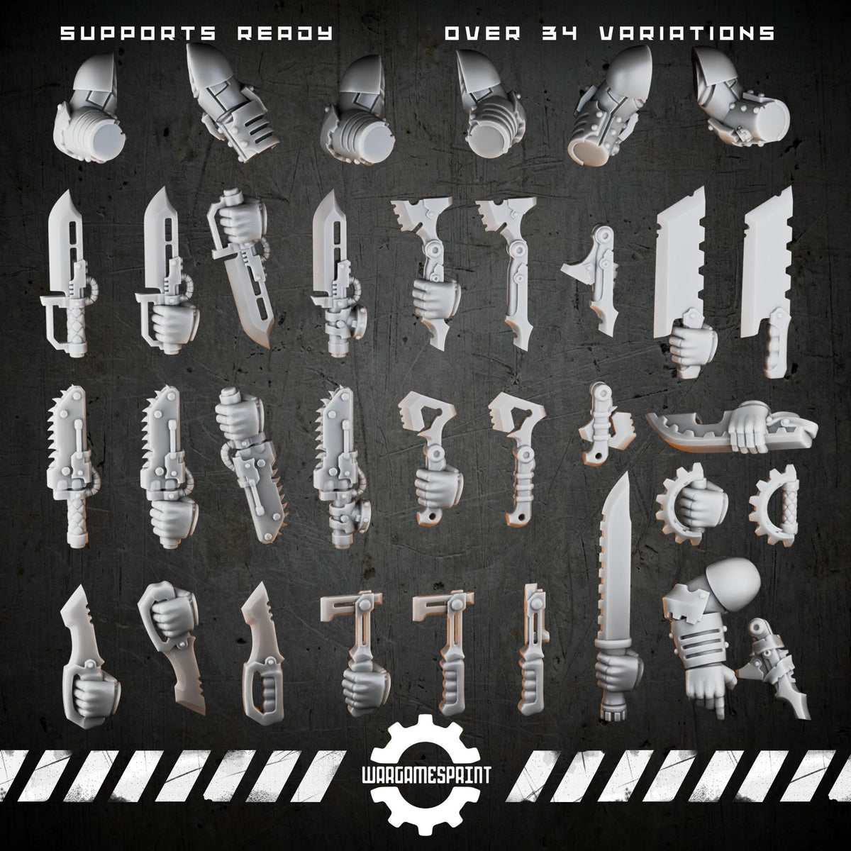 Bionic Legions Little Close Combat Weapons Pack – 15+ knives, axes & fist weapons – render 1 STL