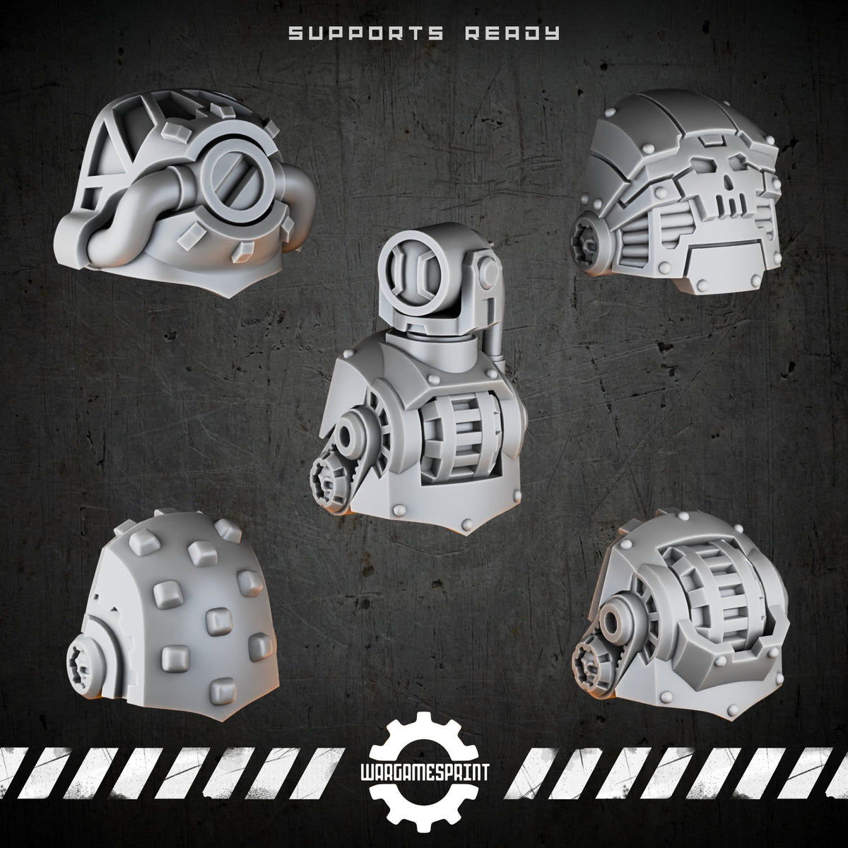 Bionic Legions Shoulder Pads Set 3 – 5 cybernetic pauldrons – render 1 STL