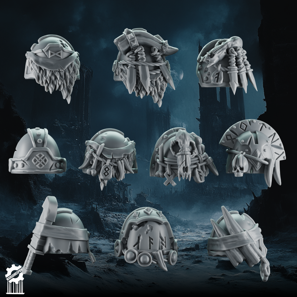 Space Viking Shoulder Pads STL set of 10