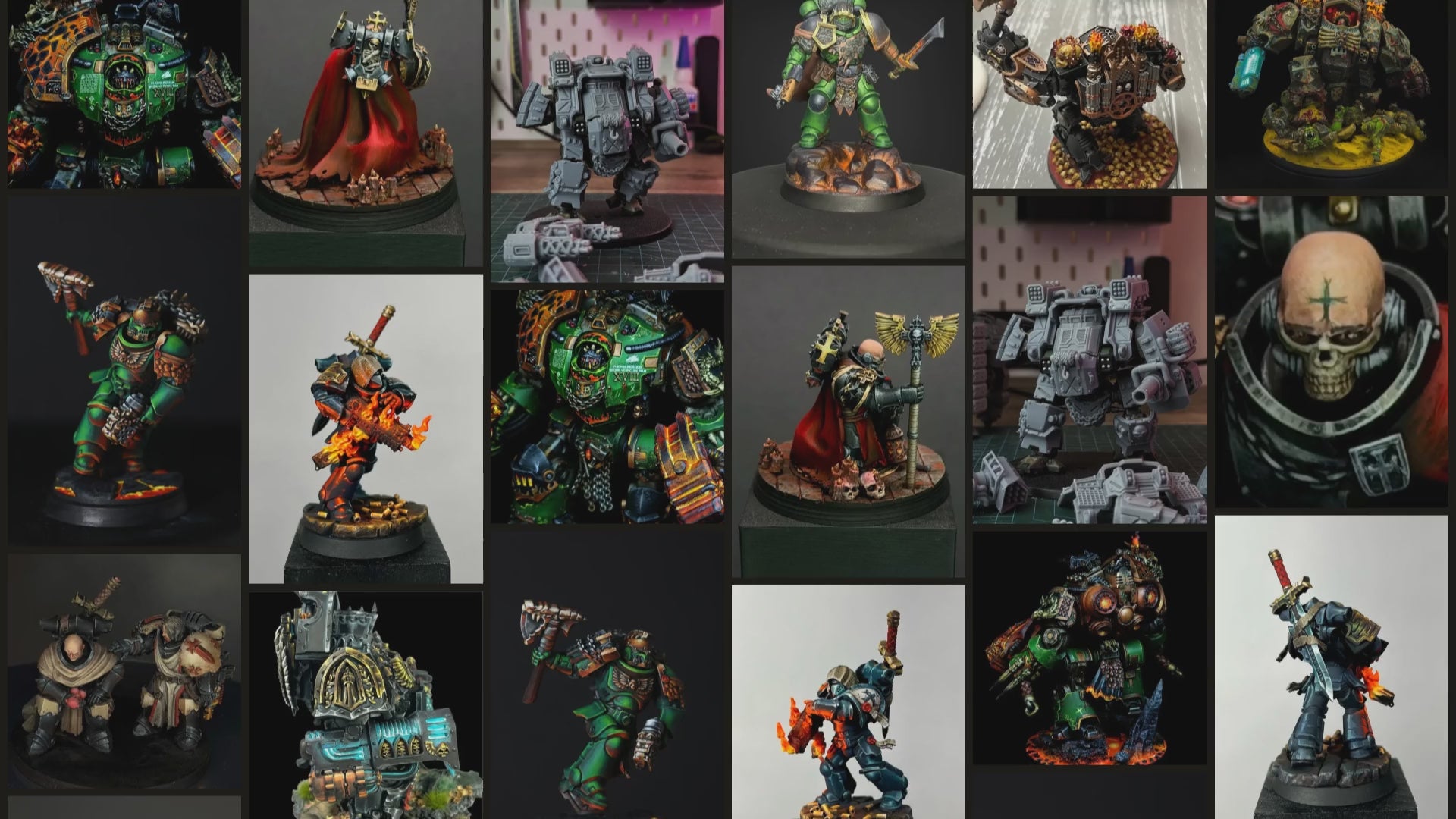 Community painted miniatures scrolling on the Forged by You wall