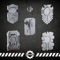 Bionic Legions Rectangular Boarding Shields Set 2 – 5 shields + handle – render 2 STL