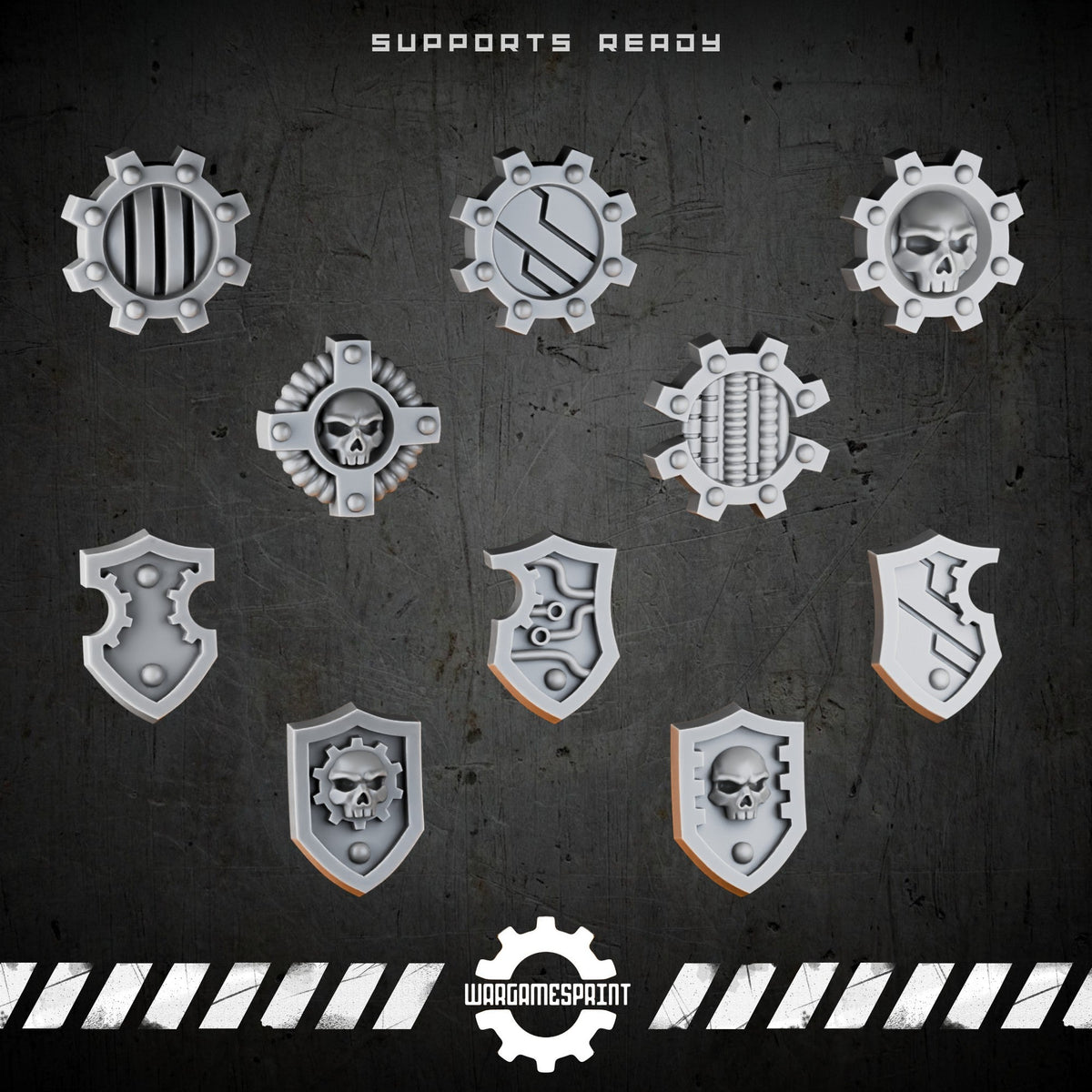 Bionic Legions Shoulder Shields – 10 bolt-on pauldron shields – render 1 STL