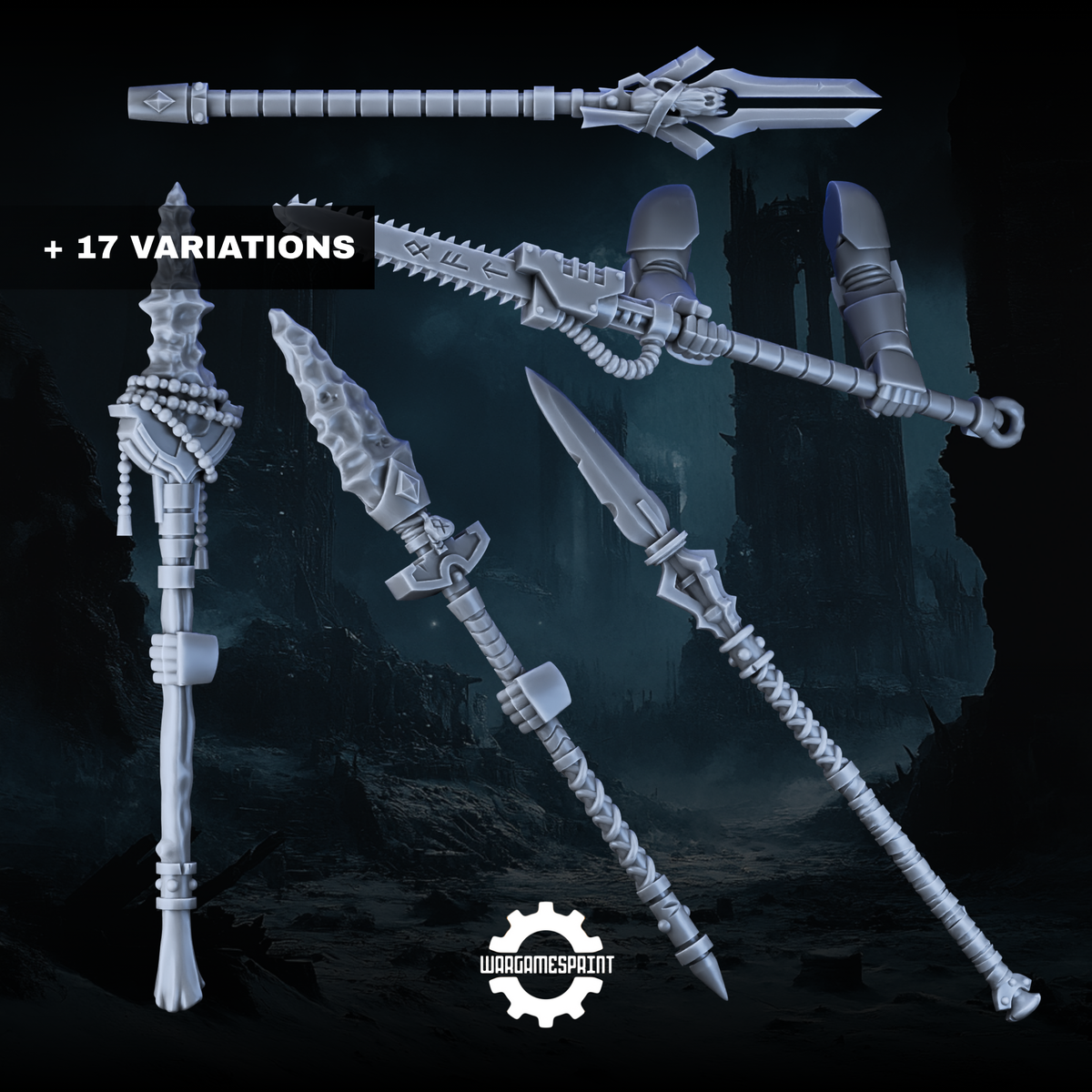 Space Viking Double-Handed Spears STL 1