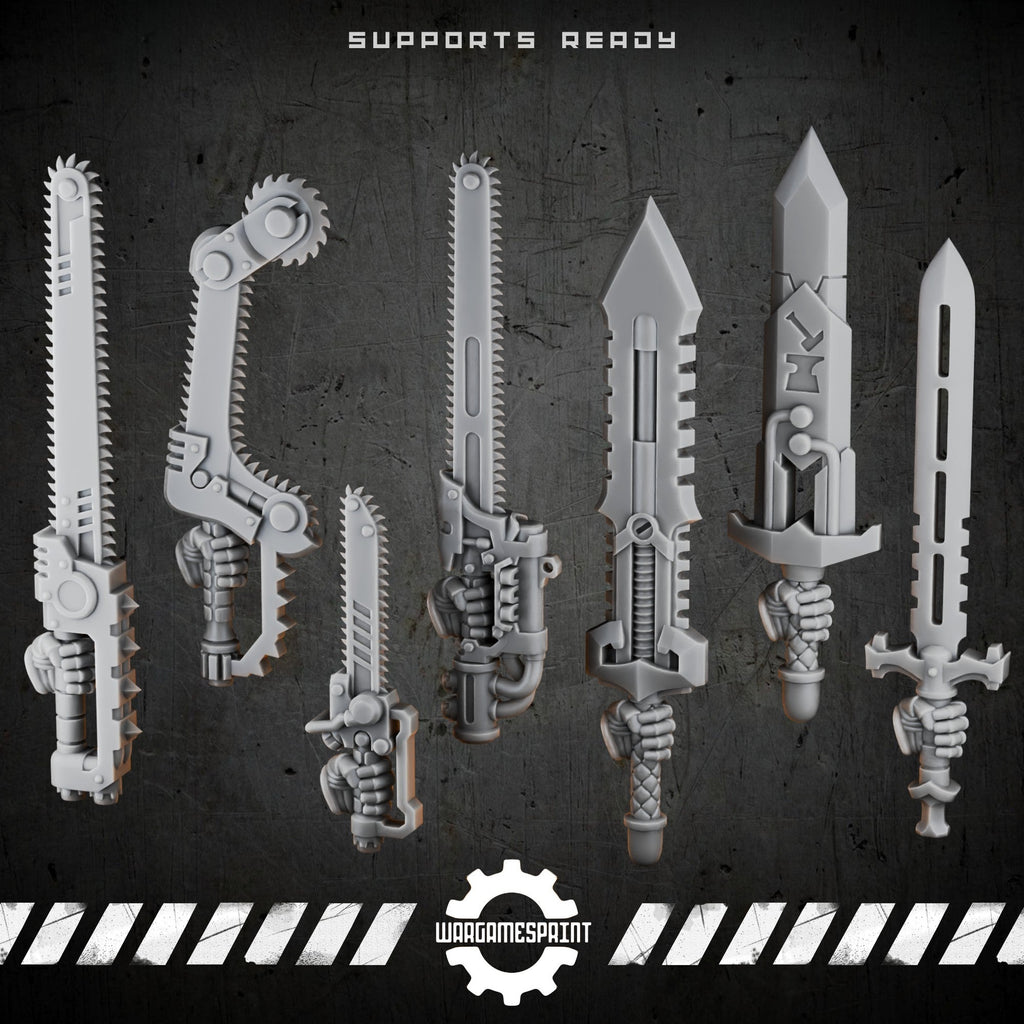 Bionic Legions Cybernetic Combat Blades – 7 swords & chainswords – render 1 STL
